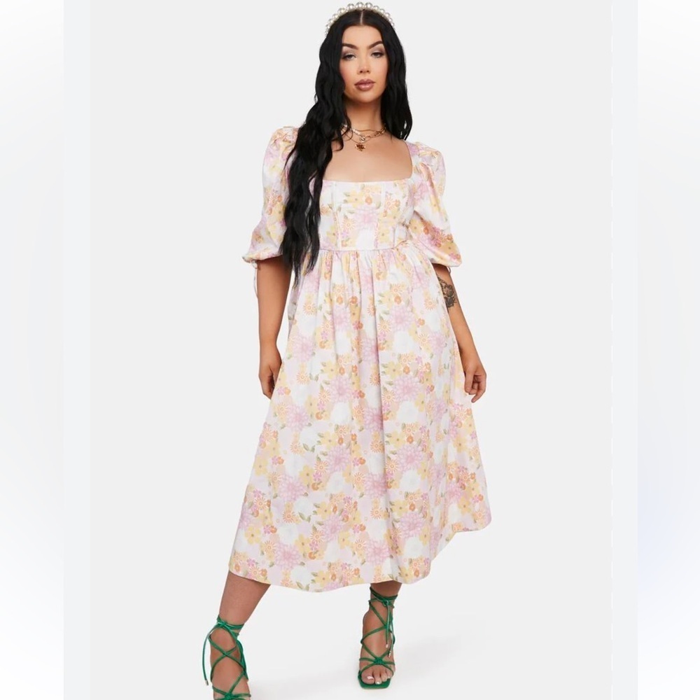 For Love and Lemons Carrie Floral Midi Dress - XS